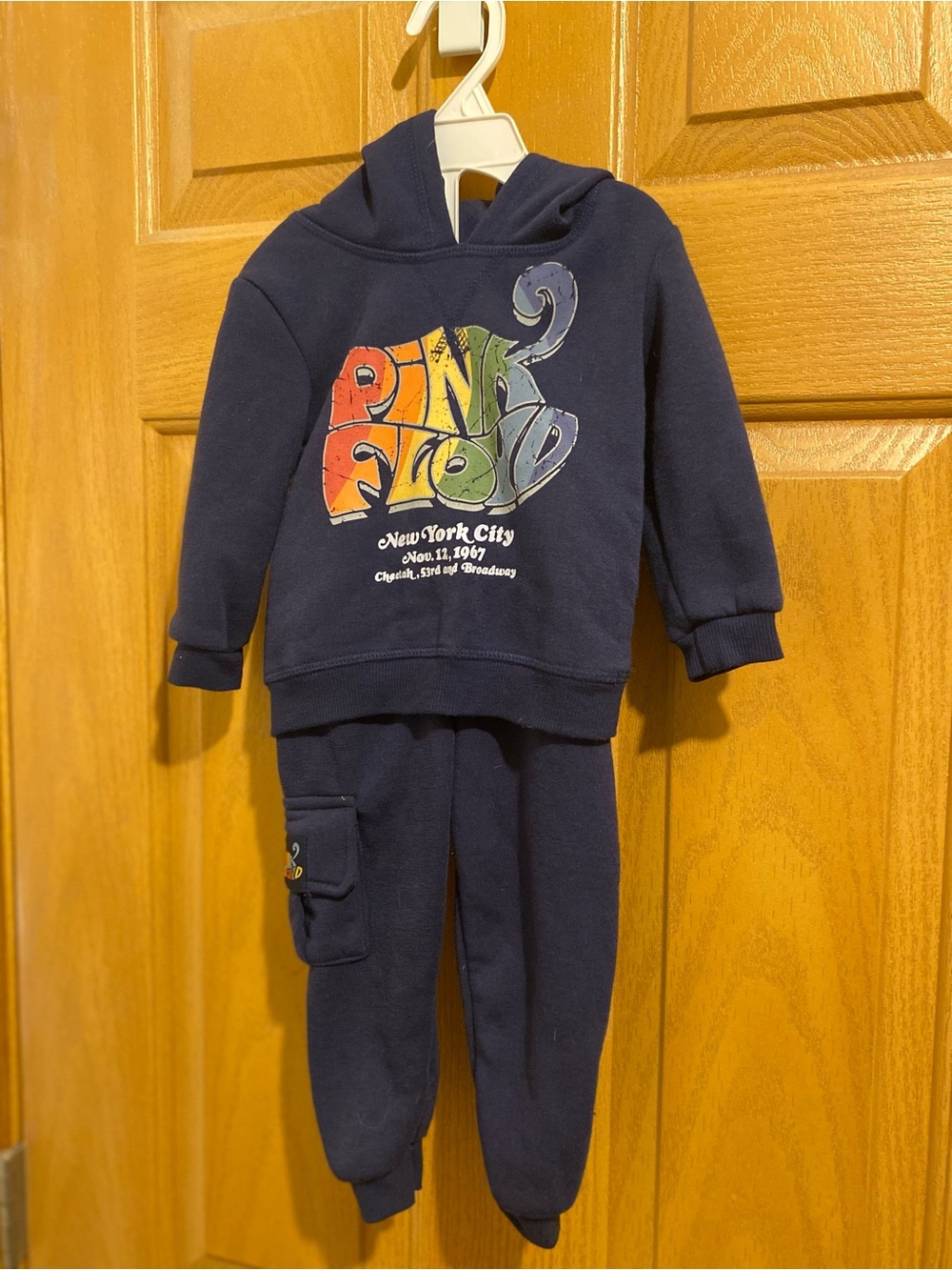 Pink Floyd Kids Navy Blue Hoodie & Sweatpants Set with Rainbow Logo